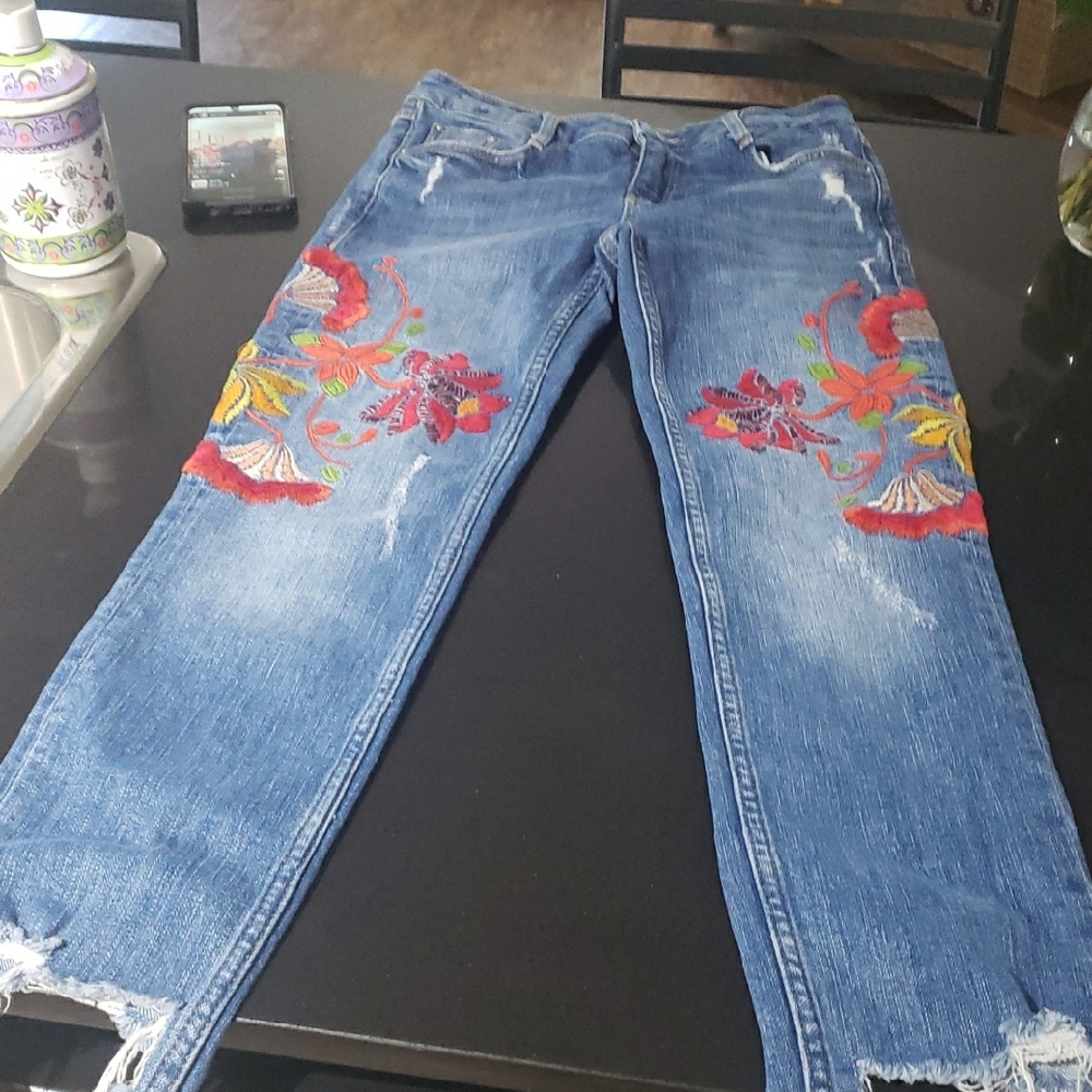 Embroidered Blue Jeans